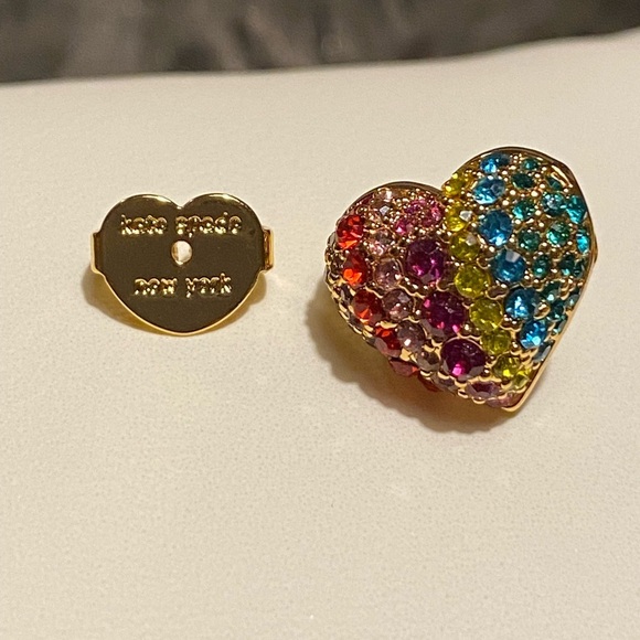 Kate Spade On the Dot Rainbow earring & necklace set. Heart shaped pave CZ new - Picture 3 of 7